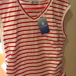 Cupshe Red and White Striped V-Neck Tank Top